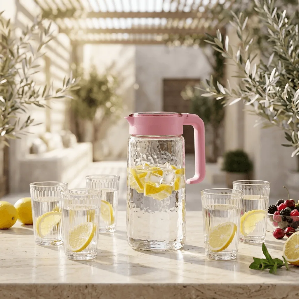 طقم شاف زجاج مع 6 كاسات ✨🍋