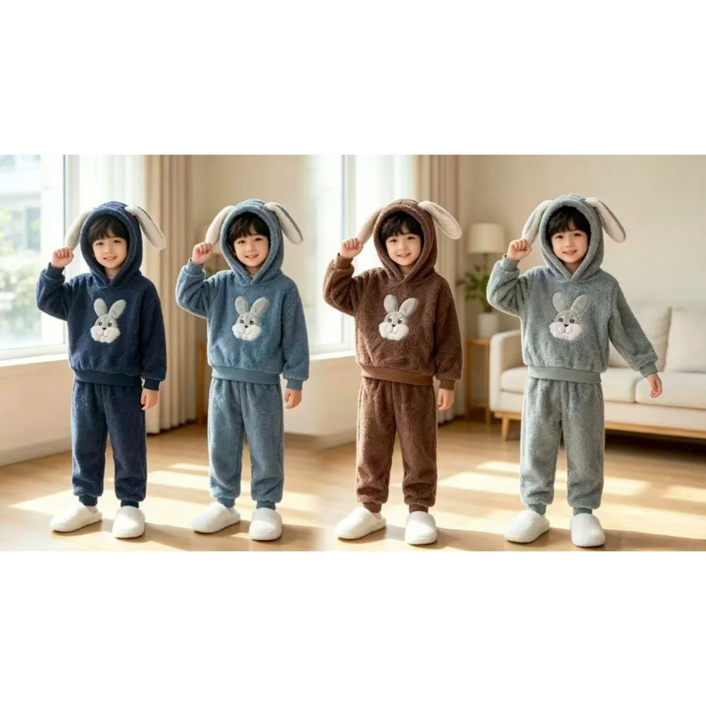 بيجامة أطفال فرو أرنوب الدفا 🐰❤️