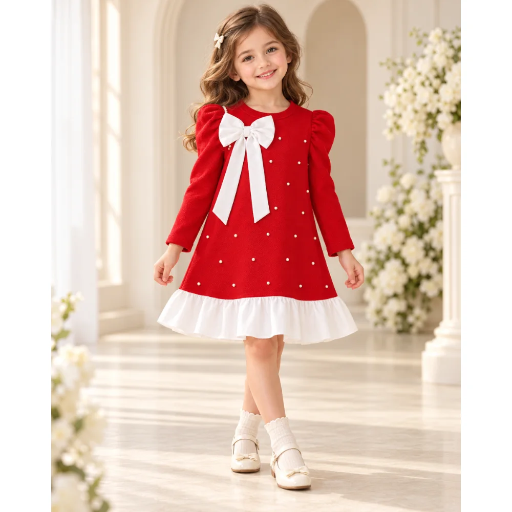 فستان بناتي اللؤلؤ والفيونكة ❤️🎀SHEIN