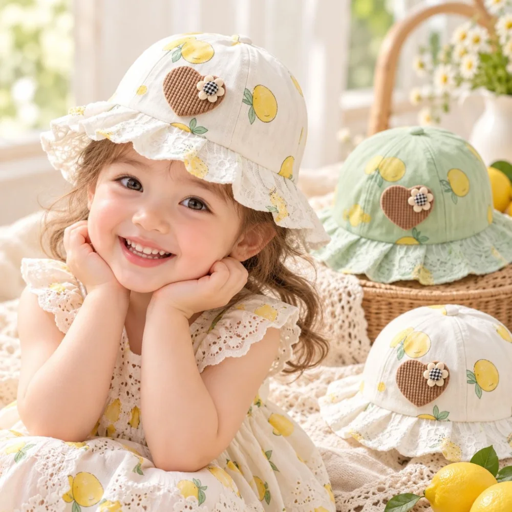 طاقية بناتي دانتيل برسمة الليمون 🍋💛