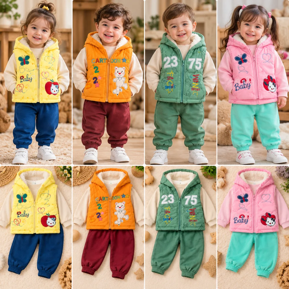طقم أطفال شتوي 3 قطع 1.2.3 🧸