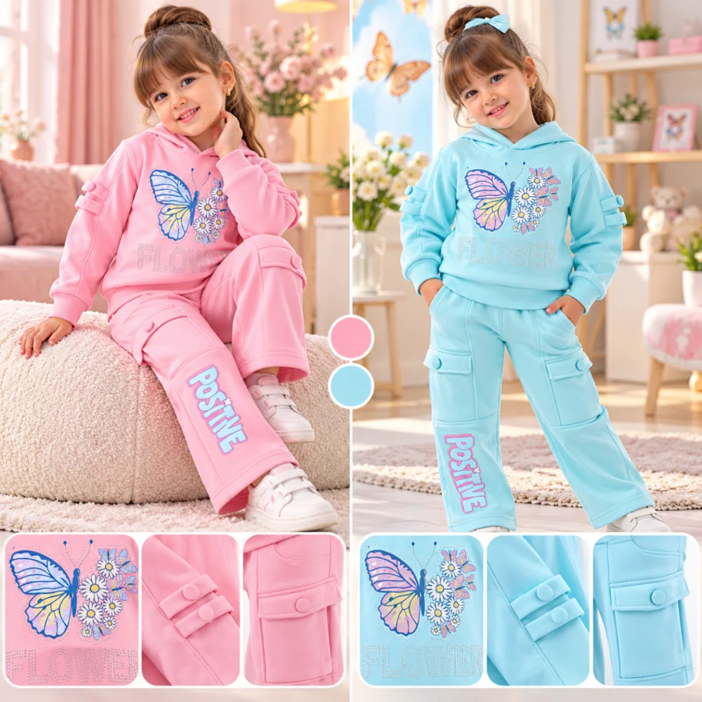 طقم بناتي شتوي فراشة الزهور – Butterfly
