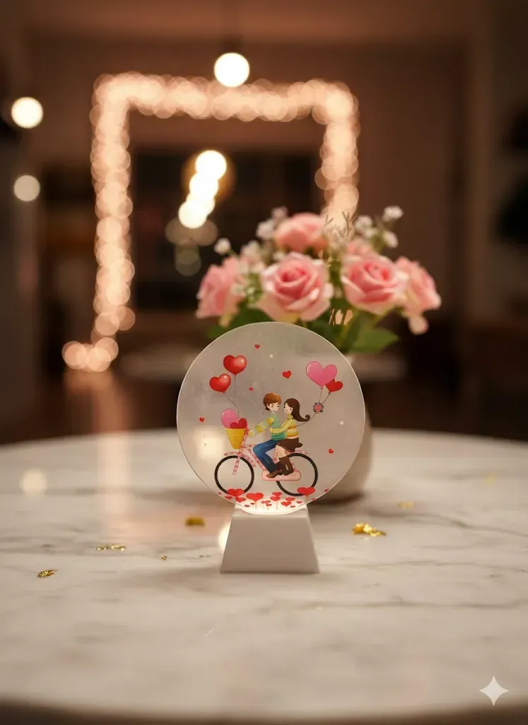 إضاءة مكتبية "Love" أكريليك دائرية - هدايا رومانسية