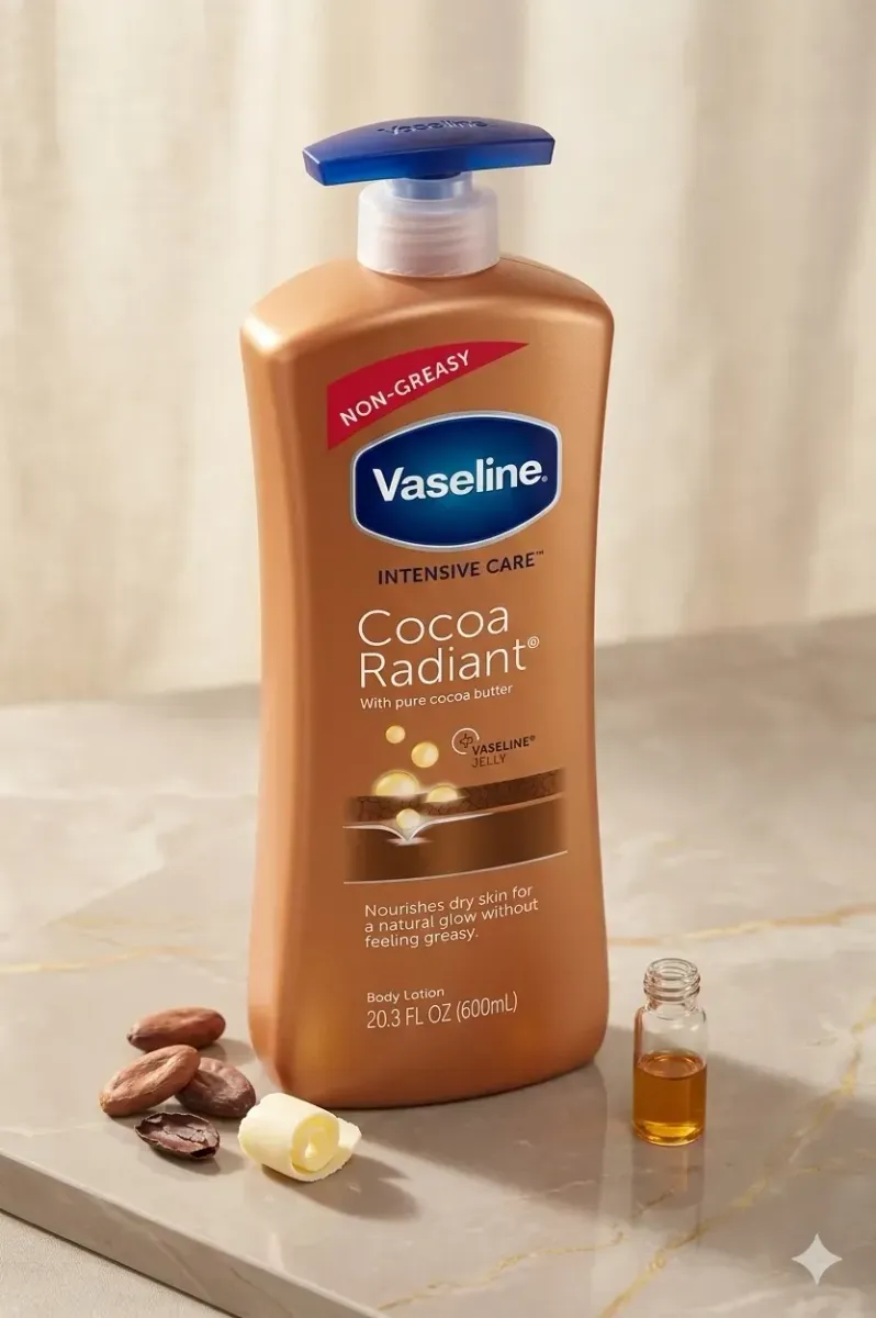 لوشن فازلين "اشراقة الكاكاو " العناية المكثفة حجم كبير600ml.