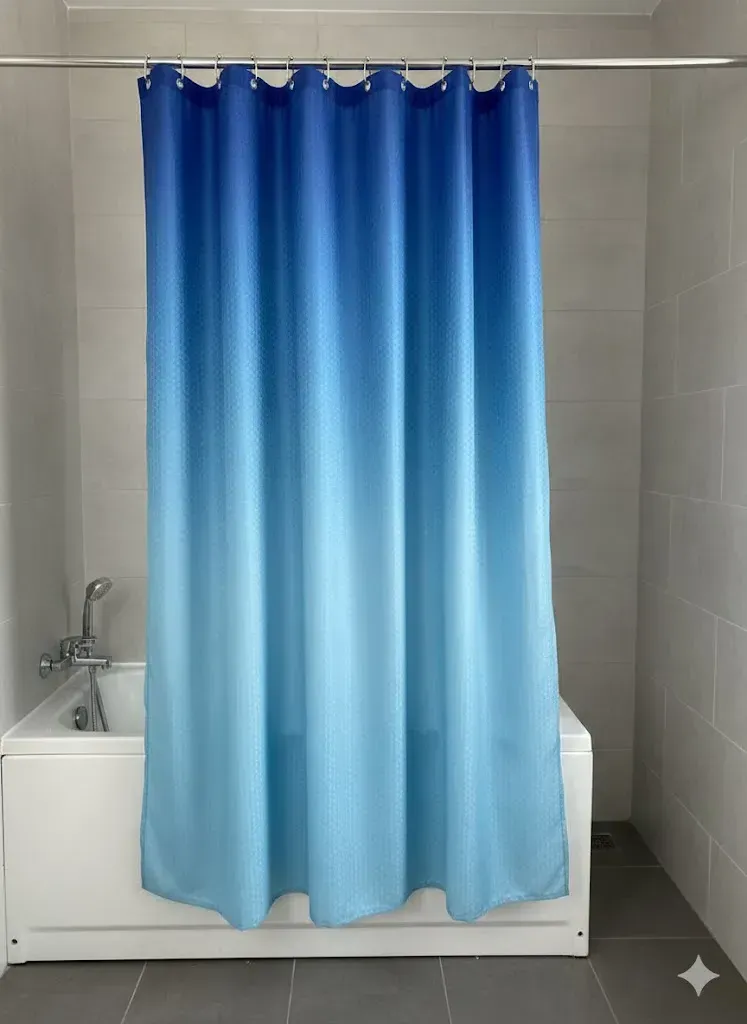 ستارة حمام مخمل ناعم متدرجة الألوان (أزرق) 180×180 سم
