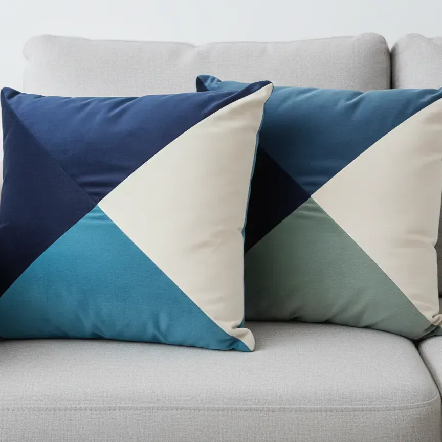 غطاء وسادة "تريانجل فيلفيت" (Triangle Velvet) – لمسة هندسية فاخرة