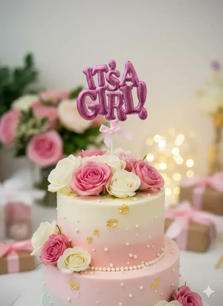 تغريسة كيك مواليد (It's a Girl/Boy) - زينة كيك حفلات الاستقبال