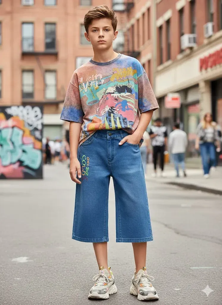 جينيوس وايد ليج - كولكشن المحير" (Genius Wide-Leg Denim Shorts)