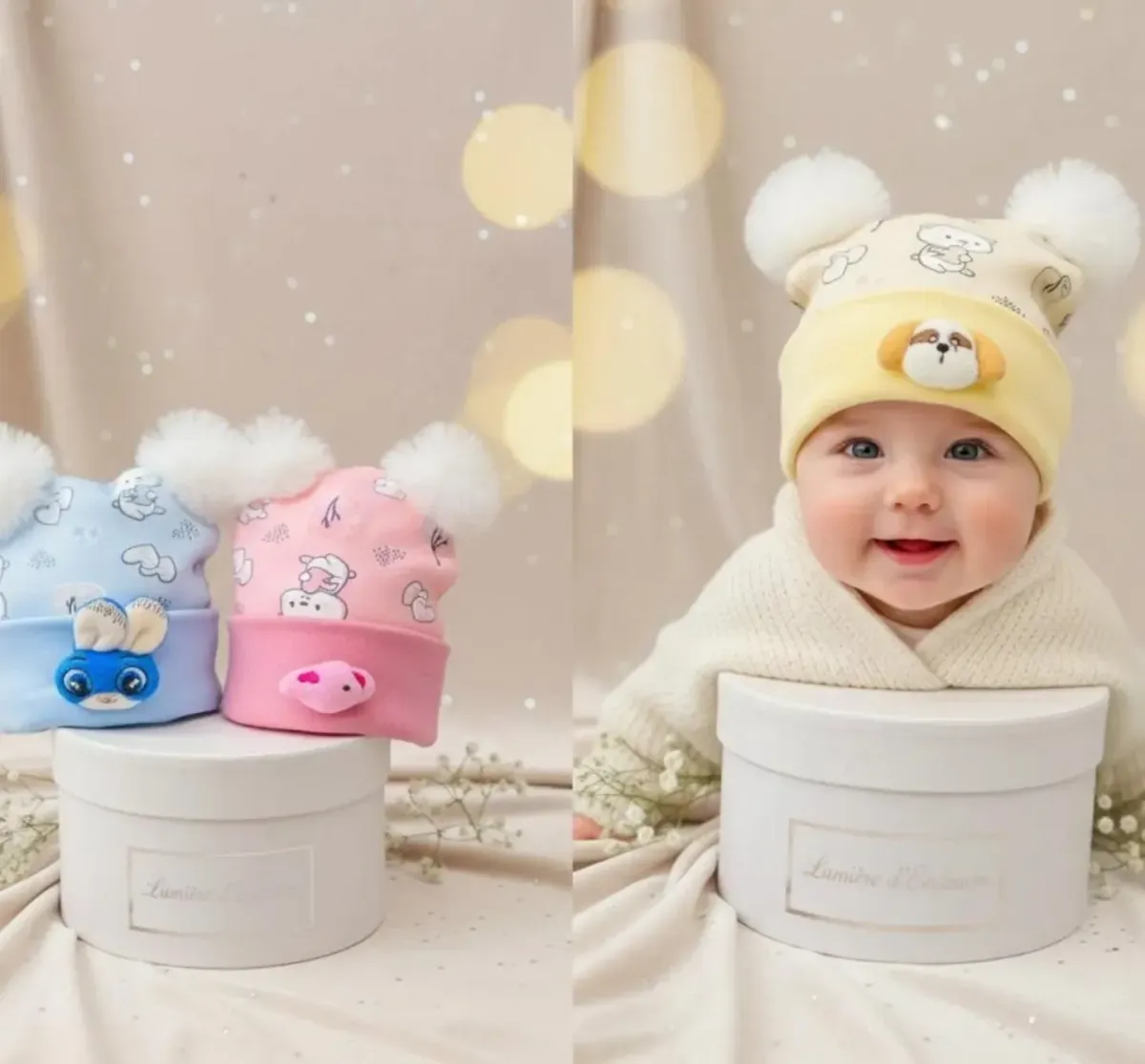 قبعة "كيوت بوم" الشتوية للمواليد (Cute Pom Pom Beanie)