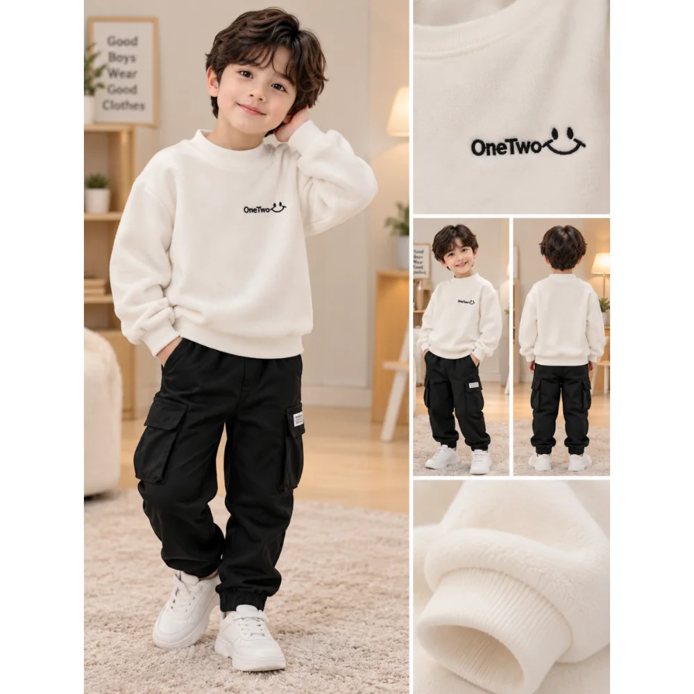 بلوزة أطفال شتوية OneTwo بابتسامة كيوت 🤍