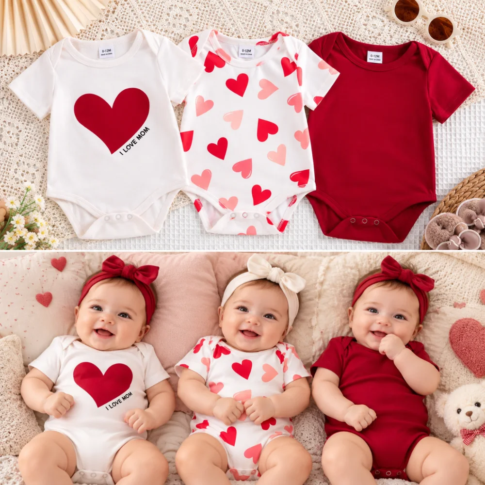 طقم تبانات مواليد قلوب الحب 3 قطع ❤️