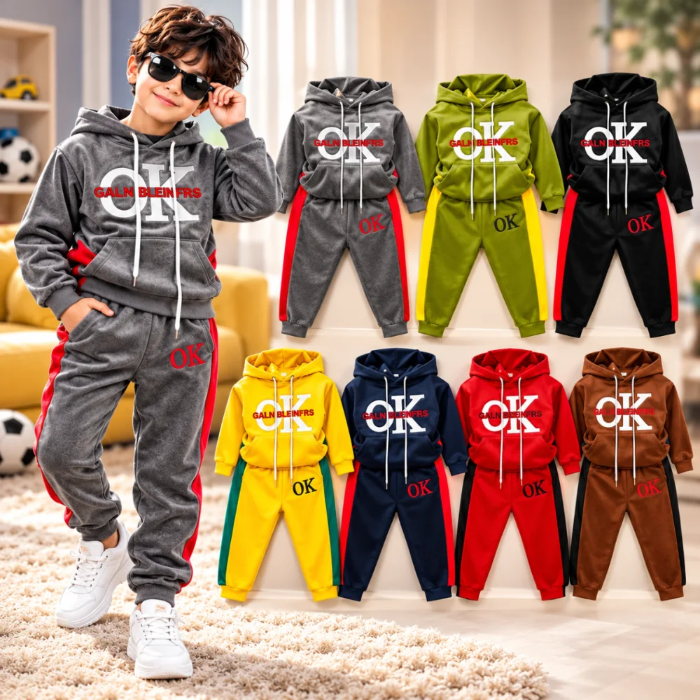طقم شتوي مخمل هودي وبنطلون CK