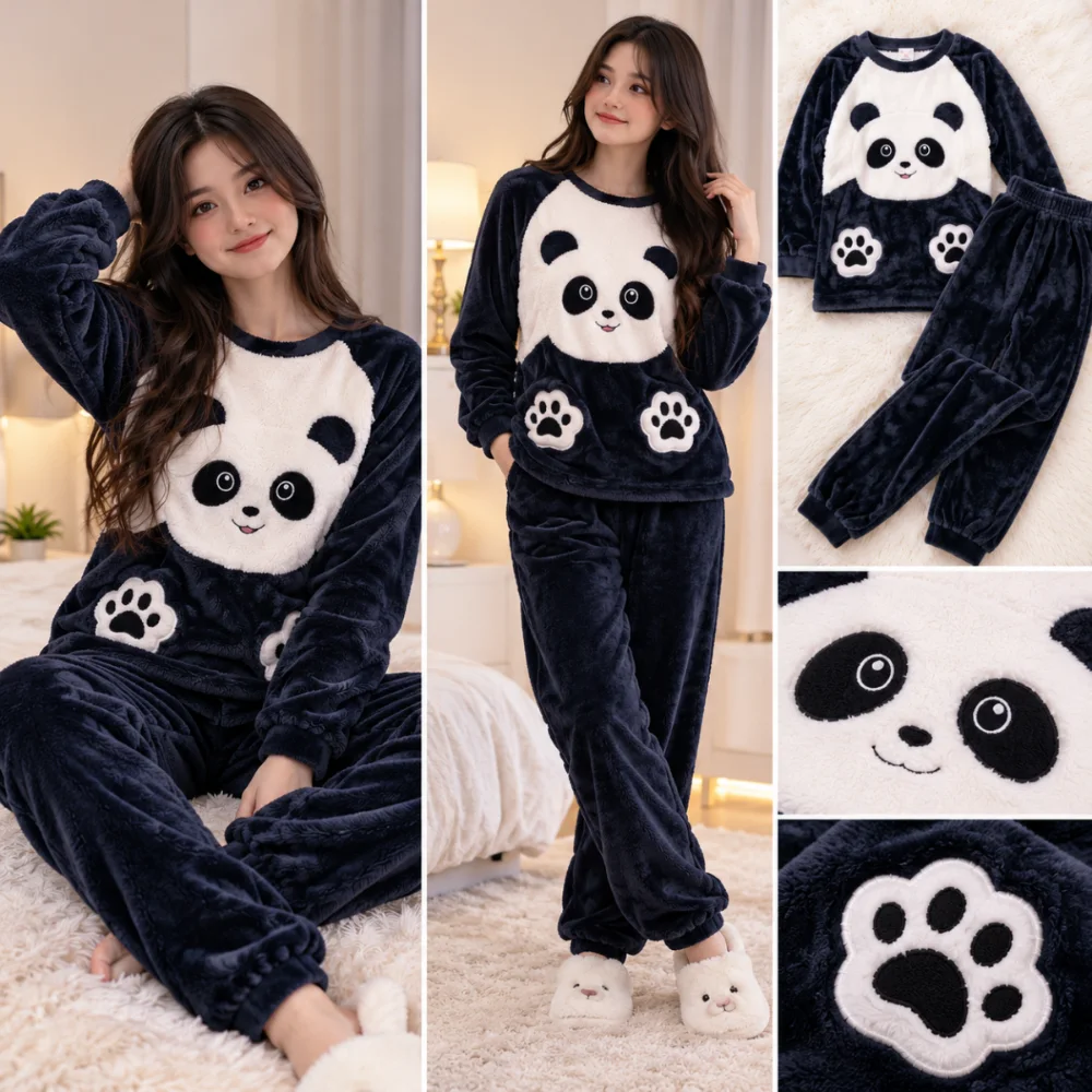 بيجامة صبايا فرو باندا كيوت – قطعتين 🐼